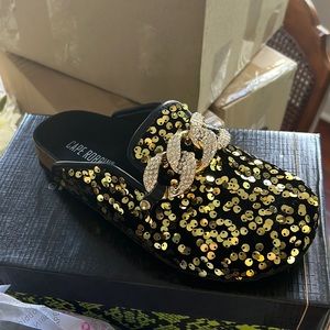 Super fun sequin Birkenstock looking beauties